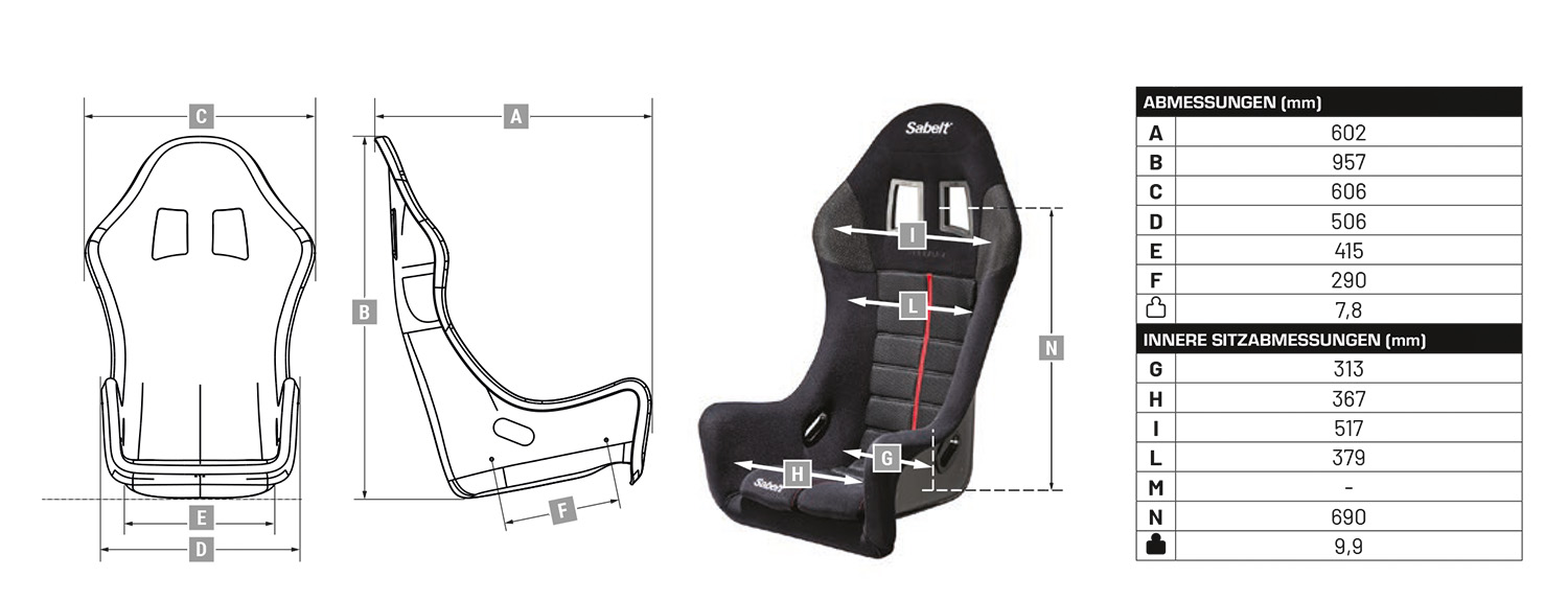 Sabelt Rennsitz Titan Max + Stahlkonsole (3030)